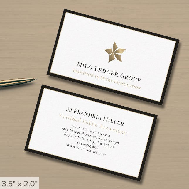 Carte De Visite Logo Luxueux de Style avec Bordure Noire (Créateur téléchargé)