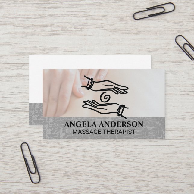 Carte De Visite Logo Mains Soignantes | Massage | Spa de Jour (Devant/Arrière en situation)