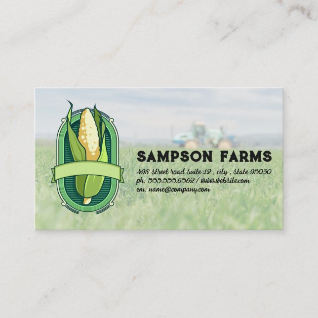 Carte De Visite Logo Maïs | Ferme et Tracteur (Devant)