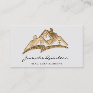 Carte De Visite Logo Maison agent immobilier Professional Grey