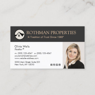 Carte De Visite Logo Maison Agent Immobilier Realtor Ajouter Photo