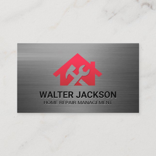 Carte De Visite Logo Maison Clé à Molette | Rénovations de Maison (Devant)