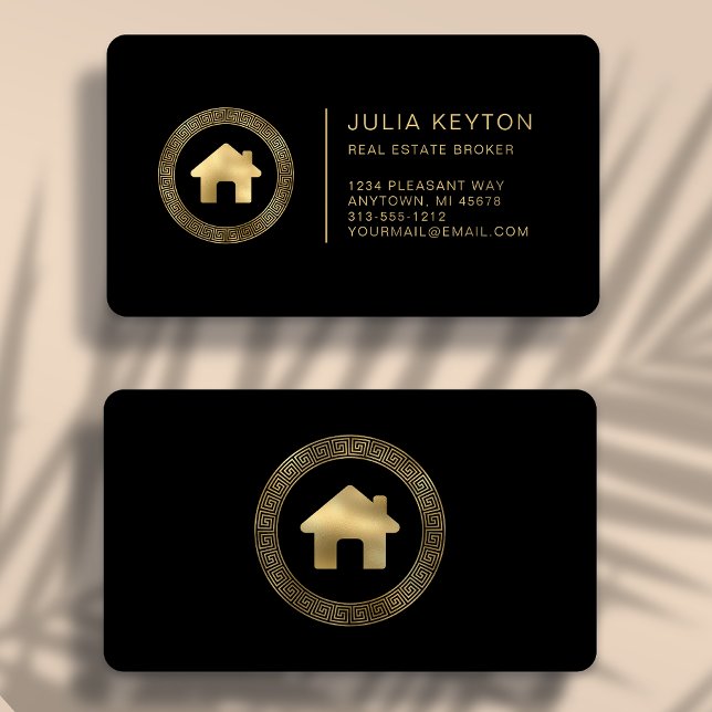 Carte De Visite Logo maison Gold Premium Black Immobilier (Créateur téléchargé)