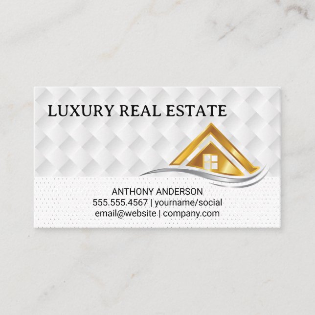 Carte De Visite Logo Maison Or | Logo Immobilier (Devant)