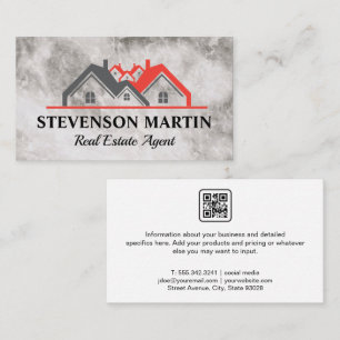 Carte De Visite Logo Maisons Immobilieres   Texture Marbre   Code 