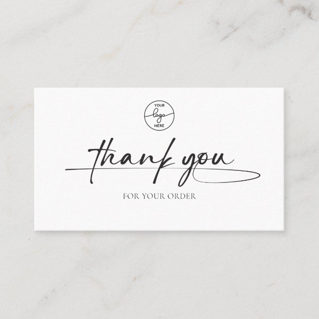 Carte De Visite Logo manuscrit du Merci client moderne (Devant)