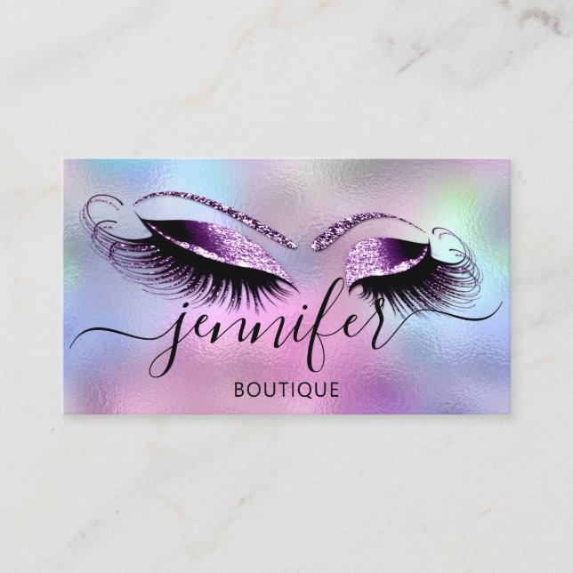 Carte De Visite Logo maquillage Boutique Lash Studio Brosse Hologr (Devant)