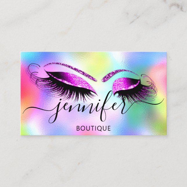 Carte De Visite Logo maquillage Boutique Lash Studio Holographe Ho (Devant)