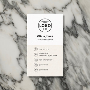 Carte De Visite Logo Médias sociaux Minimaliste Beige