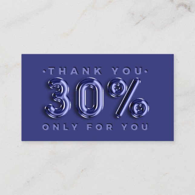 Carte De Visite Logo Merci QRCODE 30%OFF Code remise Marine (Devant)