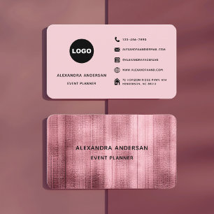 Carte De Visite Logo Métal Or Rose Brossé pour Coiffeur