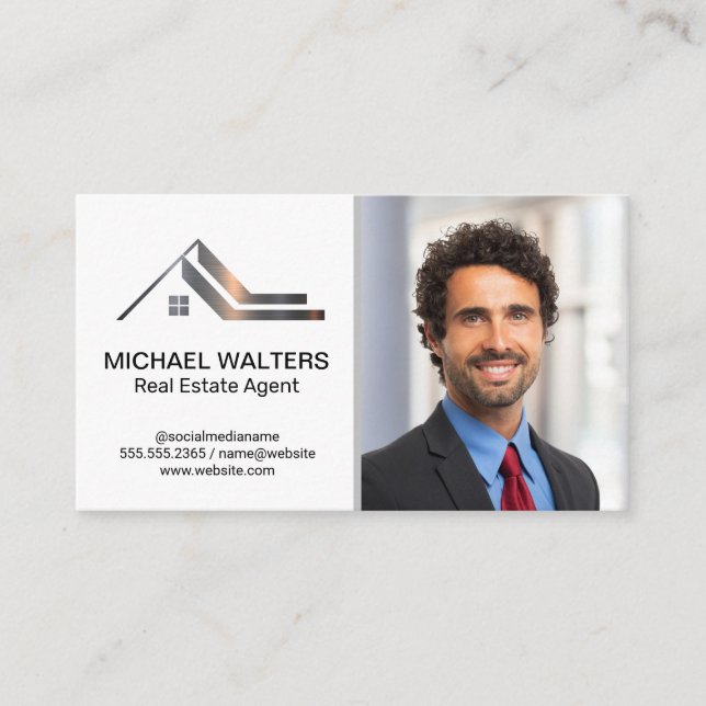 Carte De Visite Logo métallique immobilier | Business Man (Devant)