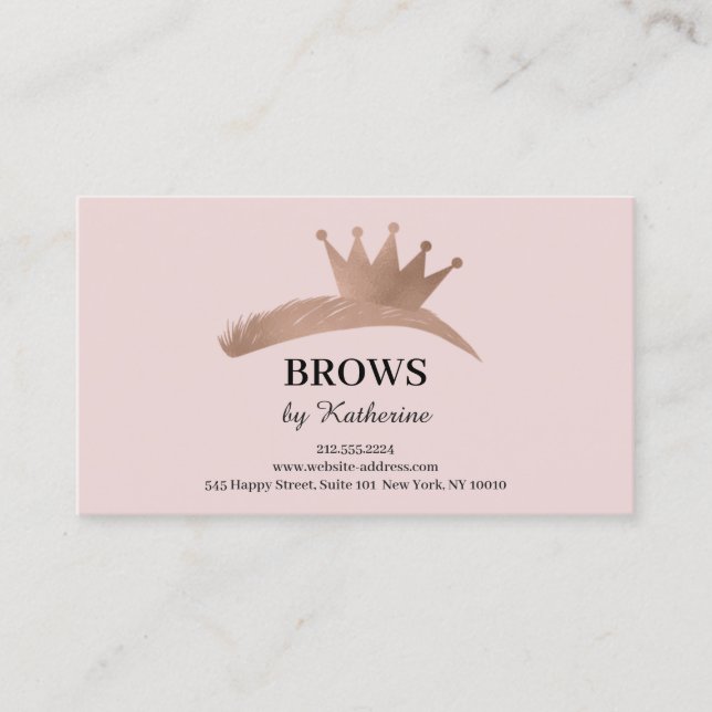 Carte De Visite Logo Micorblading Eyebrow Rose de la Couronne (Devant)