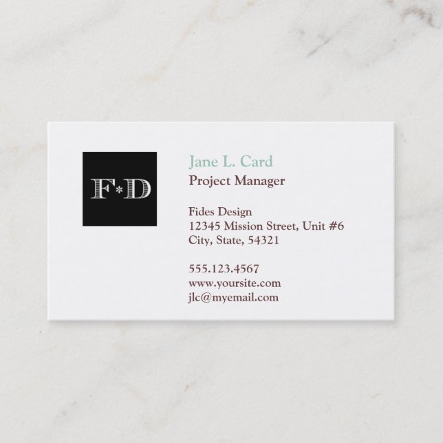 Carte De Visite Logo miniature standard tout simplement chic blanc (Devant)