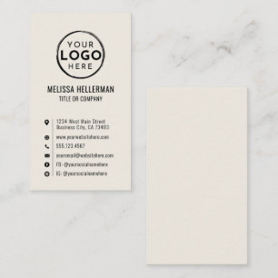 Carte De Visite Logo Minimal Moderne Vertical Ivoire