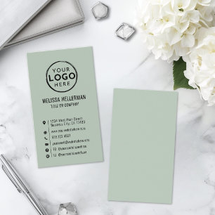 Carte De Visite Logo Minimal Moderne Vertical Vert Sauge