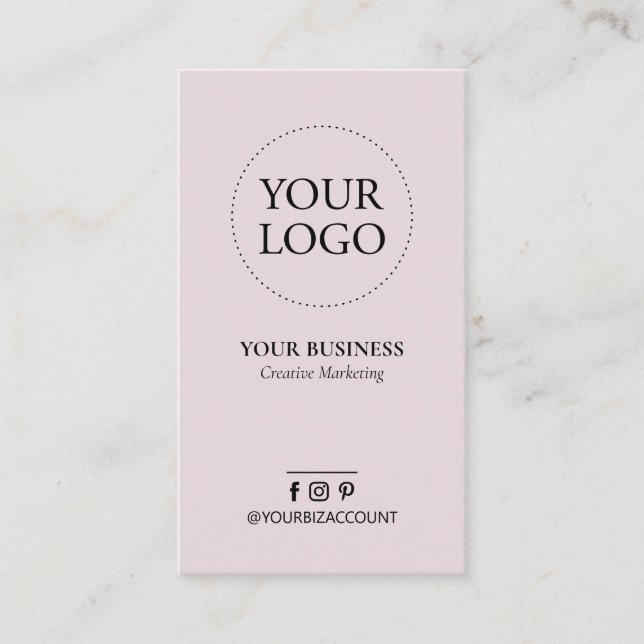 Carte De Visite Logo minimal rose Dusty Business Médias sociaux (Devant)