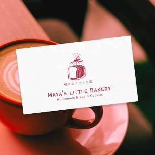 Carte De Visite Logo minimaliste de boulangerie de pain rouge