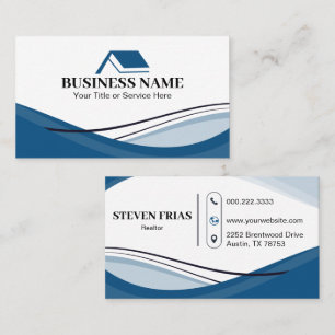 Carte De Visite Logo minimaliste de maison d'agent immobilier bleu