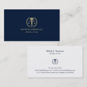 Carte De Visite Logo minimaliste Gold Justice, Royal Blue Back