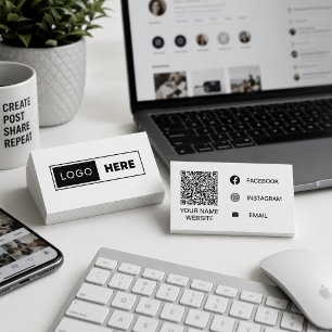 Carte De Visite Logo Minimaliste Ici Réseaux Sociaux Noir Et Blanc