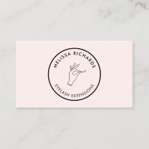 Carte De Visite Logo minimaliste main et cils cercle rose