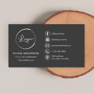 Carte De Visite Logo minimaliste moderne avec icônes de médias soc