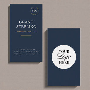 Carte De Visite Logo Minimaliste Moderne Professionnel Bleu Marine