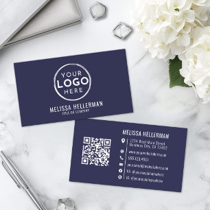 Carte De Visite Logo Minimaliste Moderne Professionnel Bleu Marine
