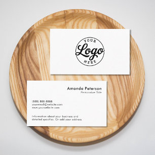 Carte De Visite Logo minimaliste simple personnalisé blanc
