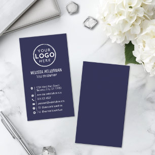 Carte De Visite Logo Minimaliste Vertical Moderne Bleu Marine