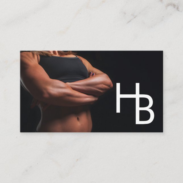 Carte De Visite Logo minimum et photo Fitness Trainer Standard (Devant)