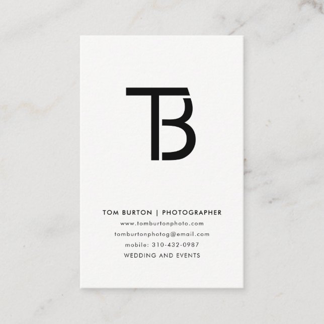 Carte De Visite Logo minimum photo noir et blanc (Devant)