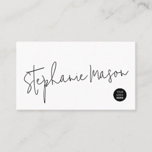 Carte De Visite Logo Modèle blanc Script minimaliste simple