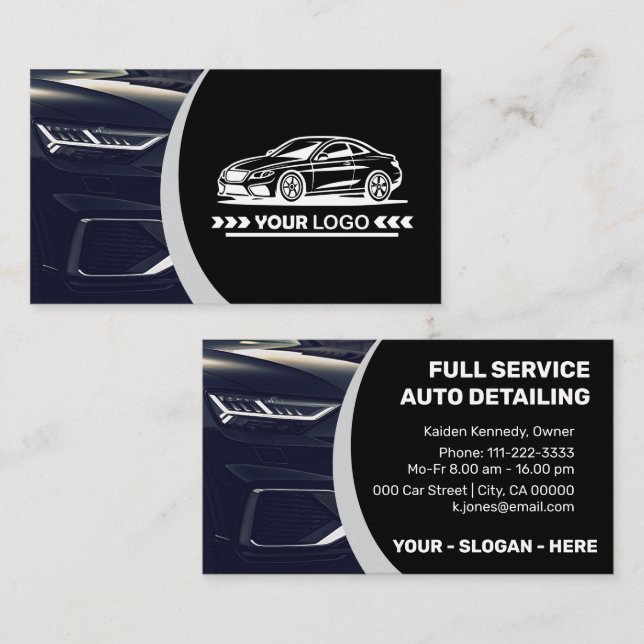 Carte De Visite Logo Modèle Silver Car Service Détail Auto (Devant / Derrière)
