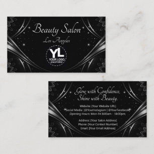 Carte De Visite Logo Modèle Silver Mandala Luxury Flourish Stars