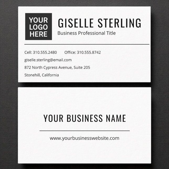 Carte De Visite Logo moderne Black and White Professional (Créateur téléchargé)