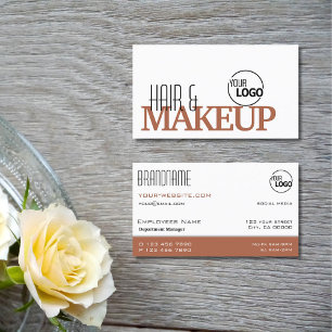 Carte De Visite Logo moderne blanc et rouge Brown simple et élégan