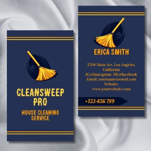 Carte De Visite Logo moderne Blue House Cleaning Services