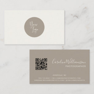 Carte De Visite Logo Moderne Bohème Taupe Code QR Simple Minimalis