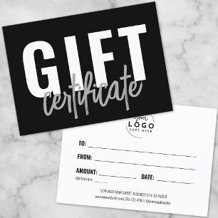 Carte De Visite Logo Moderne Certificat-Cadeau Entreprise Script