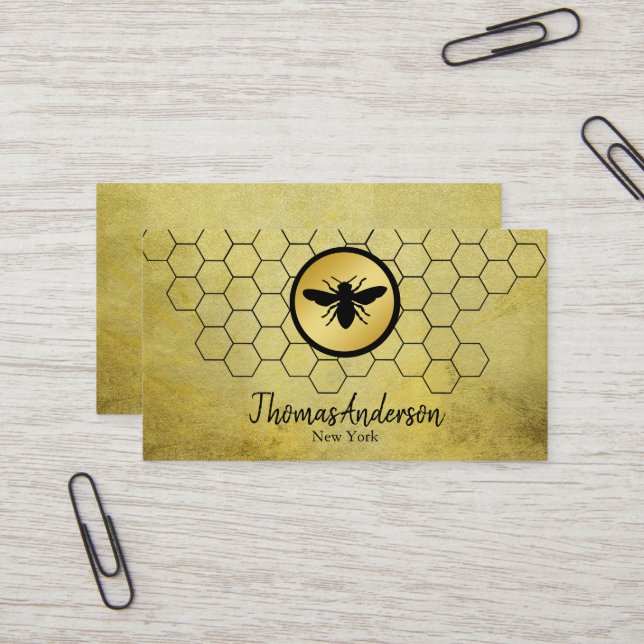 Carte De Visite Logo moderne de nid d'abeille hexagone (Devant/Arrière en situation)
