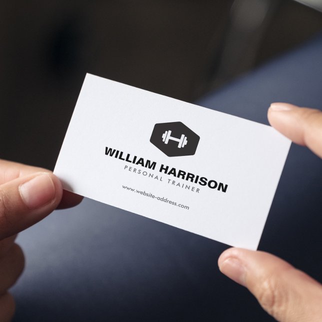 Carte De Visite Logo moderne Dumbbell Logo Personnel Trainer Fitne (Créateur téléchargé)
