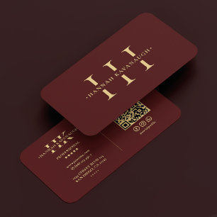 Carte De Visite Logo moderne élégant H Monogramme Maroon rouge fon