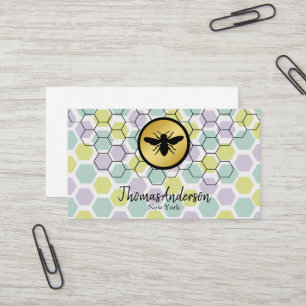Carte De Visite Logo moderne en nid d'abeille et abeille hexagonal