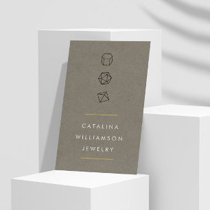 Carte De Visite Logo moderne Gemstone Trio en kaki vertical