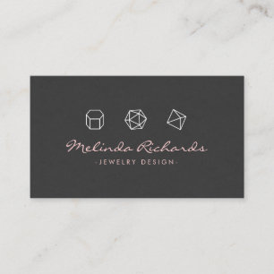 Carte De Visite Logo moderne Gemstone Trio rose/gris foncé