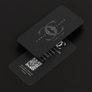 Carte De Visite Logo moderne minimaliste C Monogramme gris noir