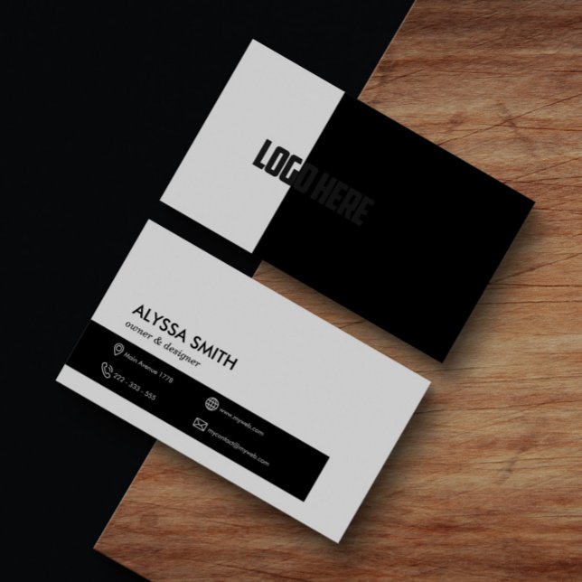 Carte De Visite Logo moderne minimaliste noir professionnel (Créateur téléchargé)