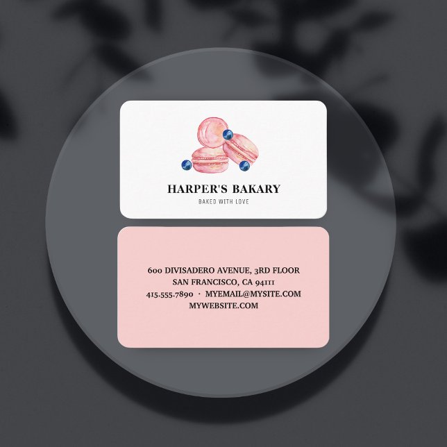Carte De Visite Logo moderne Pastel Pink Macarons Professional (Créateur téléchargé)